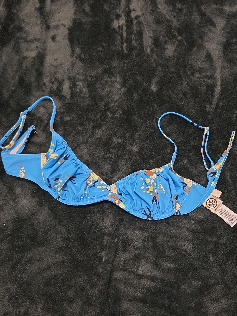 Tory Burch Blue Floral Bikini Top